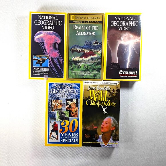 National geographic VHS TAPES + Jane Goodall Wild Chimpanzees 5 VHS collection - Picture 1 of 12